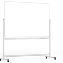Tableau Blanc Mobile Double Face Magnétique Effaçable à Sec avec Cadre en Aluminium 180x120cm