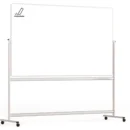 Tableau Blanc Emaillé Mobile Double Face Magnétique Effaçable à Sec avec Cadre en Aluminium 200x120 cm