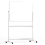 Tableau Blanc Mobile Double Face Magnétique Effaçable à Sec avec Cadre en Aluminium 120x90cm
