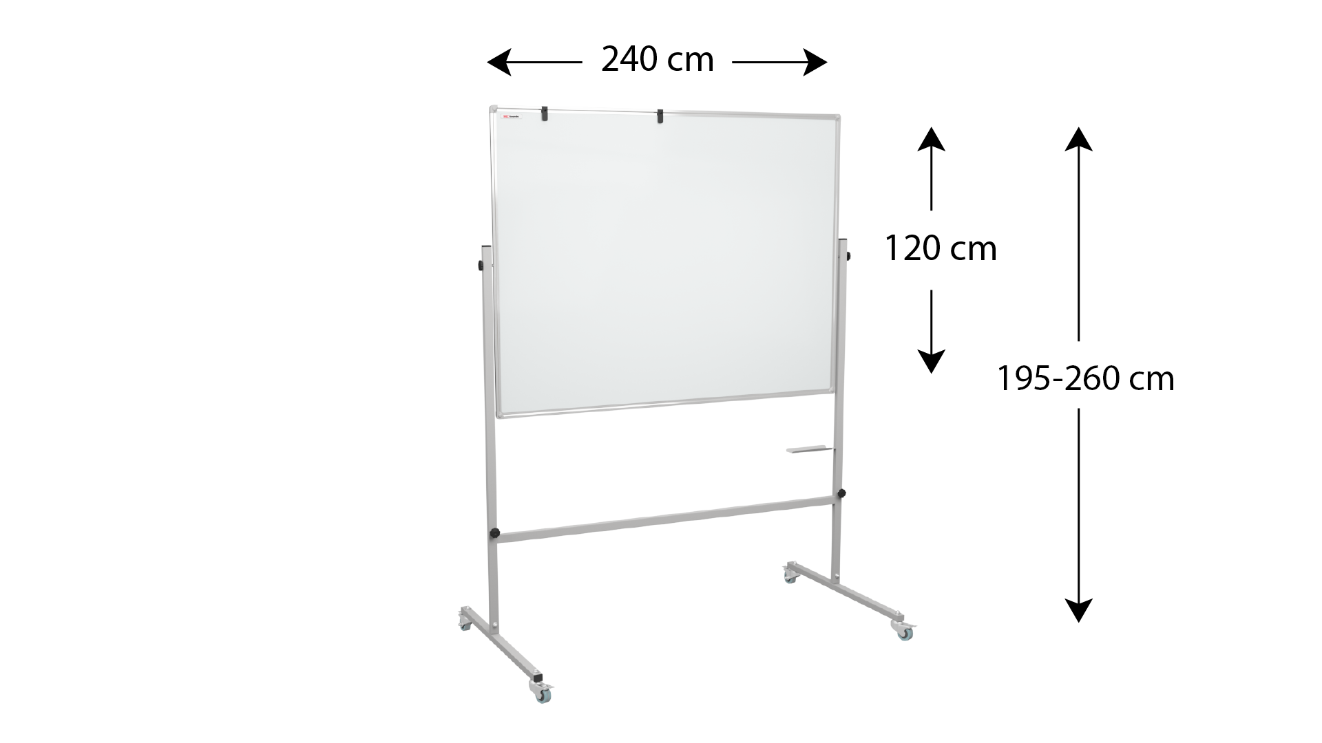 Tableau Blanc Mobile Double Face Magnétique Effaçable à Sec avec Cadre en Aluminium 240x120 cm - INDUSTRIEL – Image 4