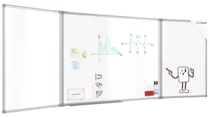 Tableau Blanc Scolaire Type Triptyque avec Cadre en Aluminium 120x90cm//240cm