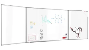 Tableau Blanc Scolaire Type Triptyque avec Cadre en Aluminium 150x100cm//300cm