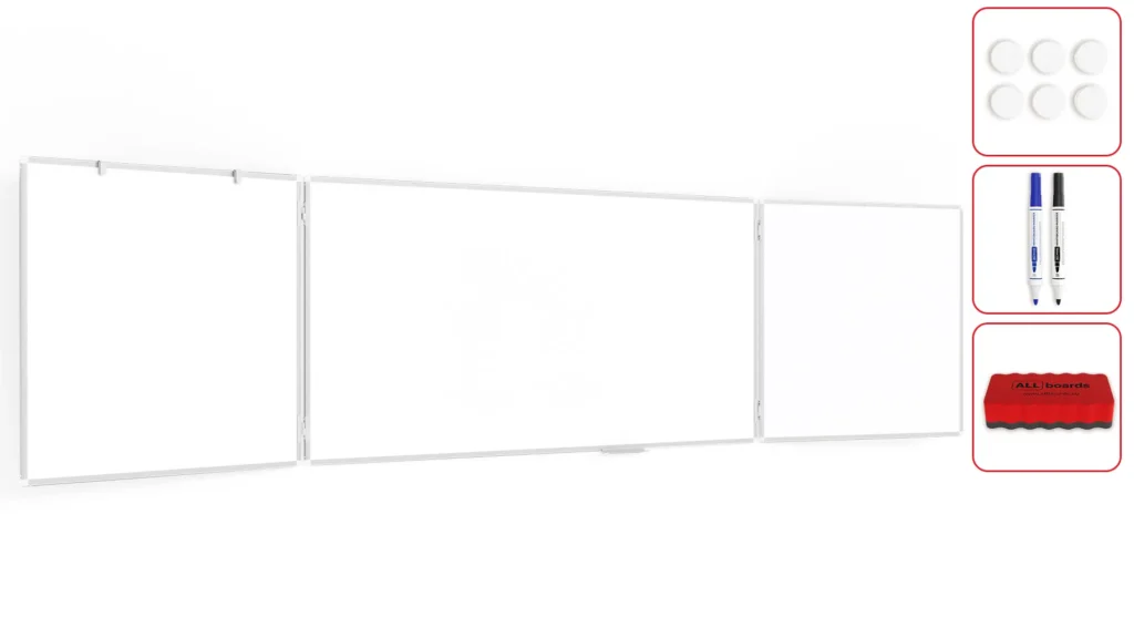 Tableau Blanc Scolaire Type Triptyque avec Cadre en Aluminium 200x100cm//400cm