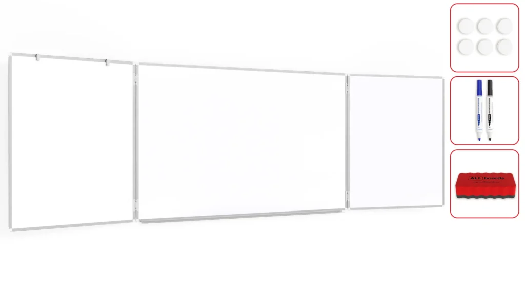 Tableau Blanc Scolaire Type Triptyque avec Cadre en Aluminium 120x200//400 cm