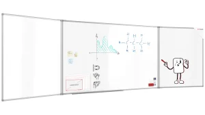 Tableau Blanc Scolaire Type Triptyque avec Cadre en Aluminium 120x200//400 cm