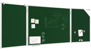 Tableau VERT Scolaire Type Triptyque avec Cadre en Aluminium 120x90 // 240 cm