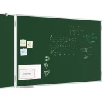 Tableau VERT Scolaire Type Triptyque avec Cadre en Aluminium 100x150 // 300 cm