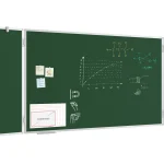 Tableau VERT Scolaire Type Triptyque avec Cadre en Aluminium 100x170 // 340 cm