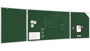 Tableau VERT Scolaire Type Triptyque avec Cadre en Aluminium 100x170 // 340 cm