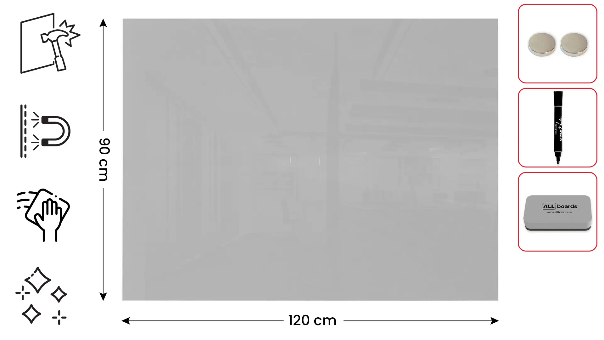 Tableau en Verre Gris 120x90cm, Tableau Magnétique sans Cadre, Verre Trempé – Image 2