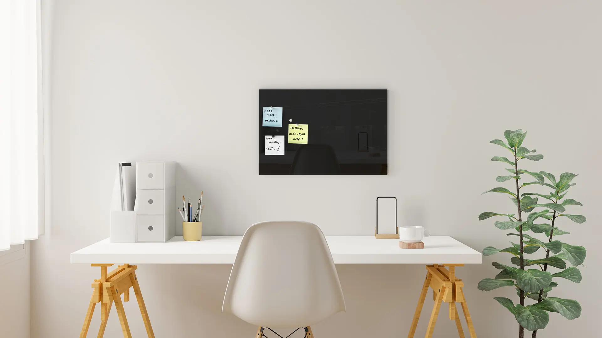 Tableau Noir en Verre 60x40cm, Tableau Magnétique sans Cadre, Verre Trempé + ACCESSOIRES – Image 11