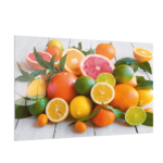 Tableau en Verre Magnétique Motif Citrons 90x60cm, Impression sur Verre