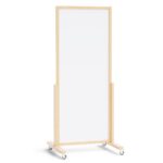Tableau magnétique vertical effaçable à sec mobile 167×73 cm avec cadre en bois naturel