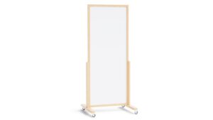 Tableau magnétique vertical effaçable à sec mobile 167×73 cm avec cadre en bois naturel