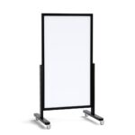 Tableau magnétique vertical effaçable à sec mobile 137x78 cm avec cadre en bois noir
