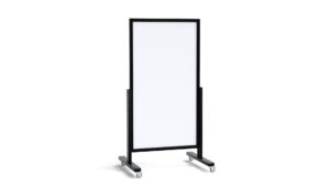 Tableau magnétique vertical effaçable à sec mobile 137x78 cm avec cadre en bois noir