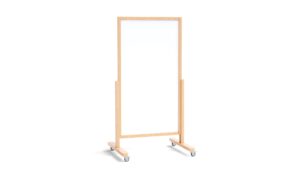 Tableau magnétique vertical effaçable à sec mobile 137x78 cm avec cadre en bois naturel