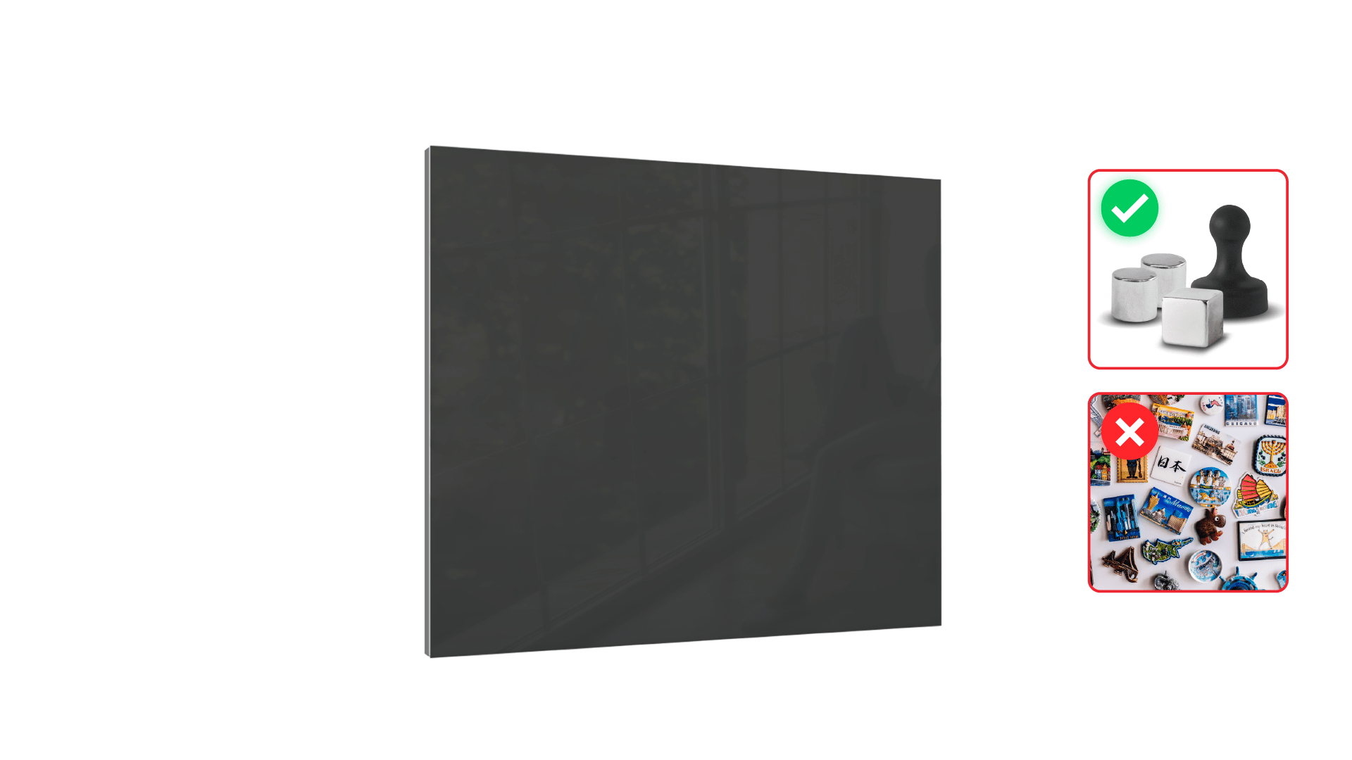 Tableau en Verre Gris Foncé 45x45 cm, Tableau Magnétique sans Cadre, Verre Trempé – Image 2