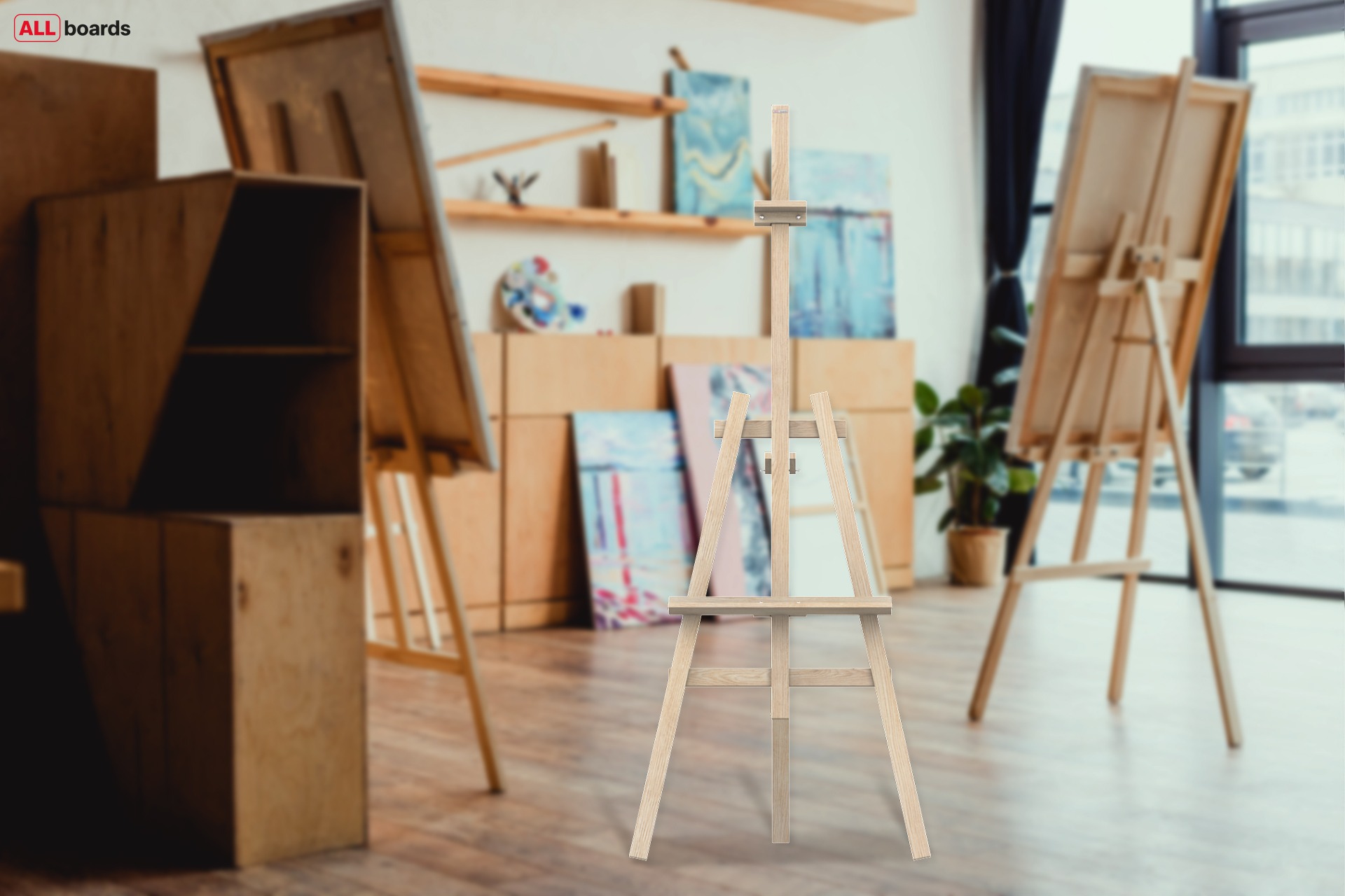 ALLboards Chevalet sur Trépied avec Cadre en Bois de Hêtre 145 cm, pour Peinture ou Atelier, Usage Externe – Image 3