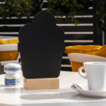 Tableau à Craie Noir Double Face à Poser sur Table avec Base en Bois en Forme de Glace, Lot de 4 Pièces