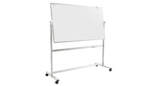 Tableau Blanc Mobile Double Face Magnétique Effaçable à Sec avec Cadre en Aluminium 220x100 cm