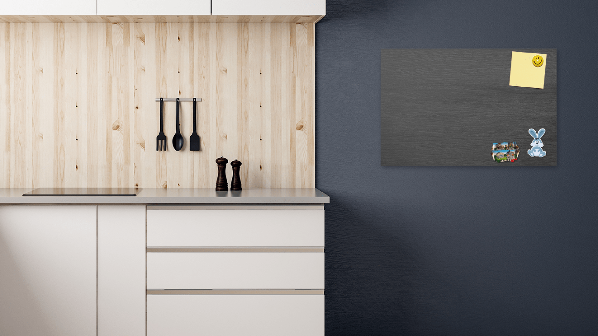 Tableau Magnétique en Métal Motif Bois Gris 60x40cm, MetalBoards pour tout type d’Aimants – Image 3