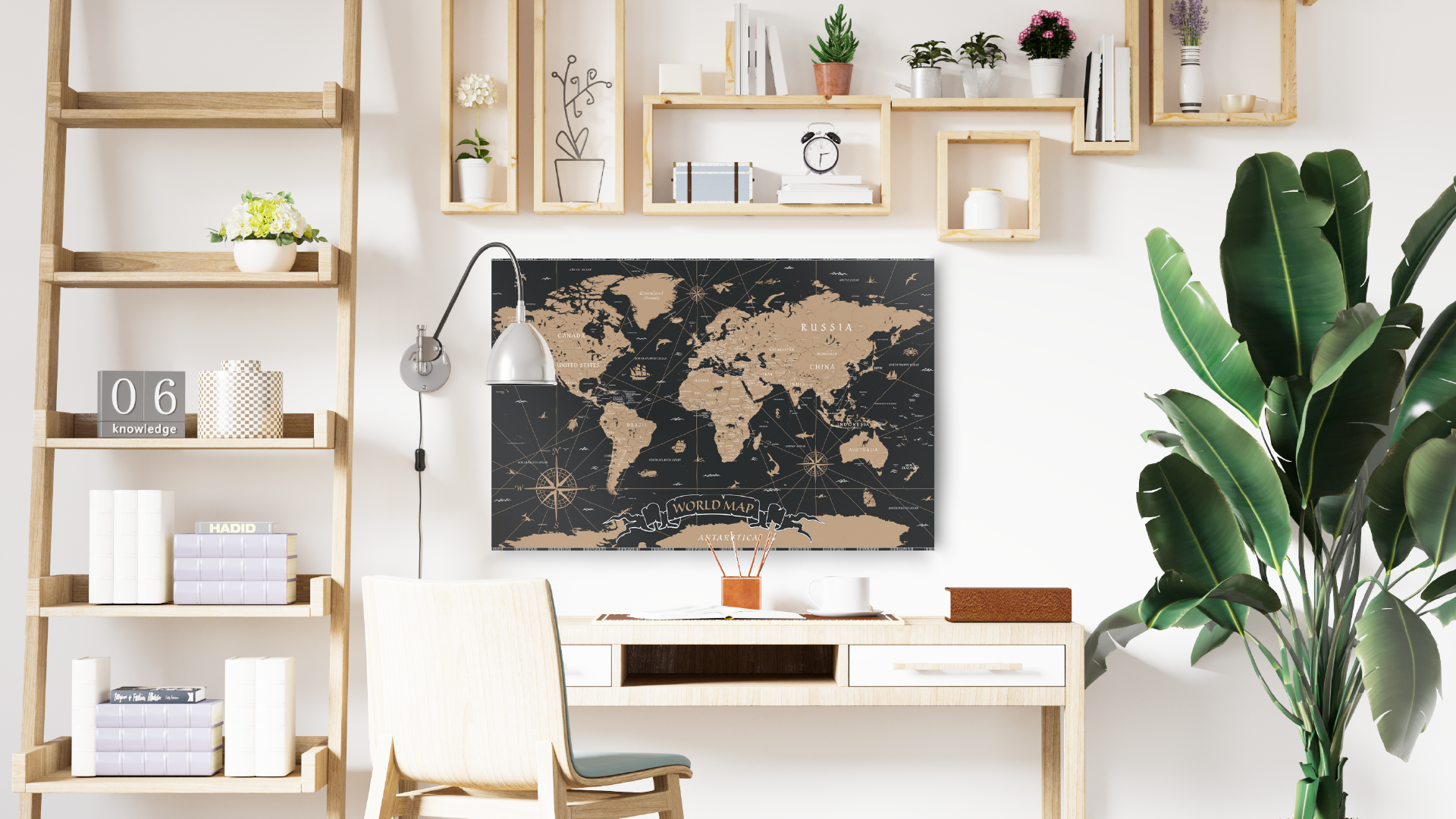 Tableau Magnétique en Métal Motif Carte du Monde Noir Vintage 90x60cm, MetalBoards pour tout type d'Aimants – Image 2