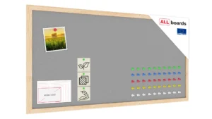 Tableau textile (feutre) 80x40 cm GRIS avec cadre en bois