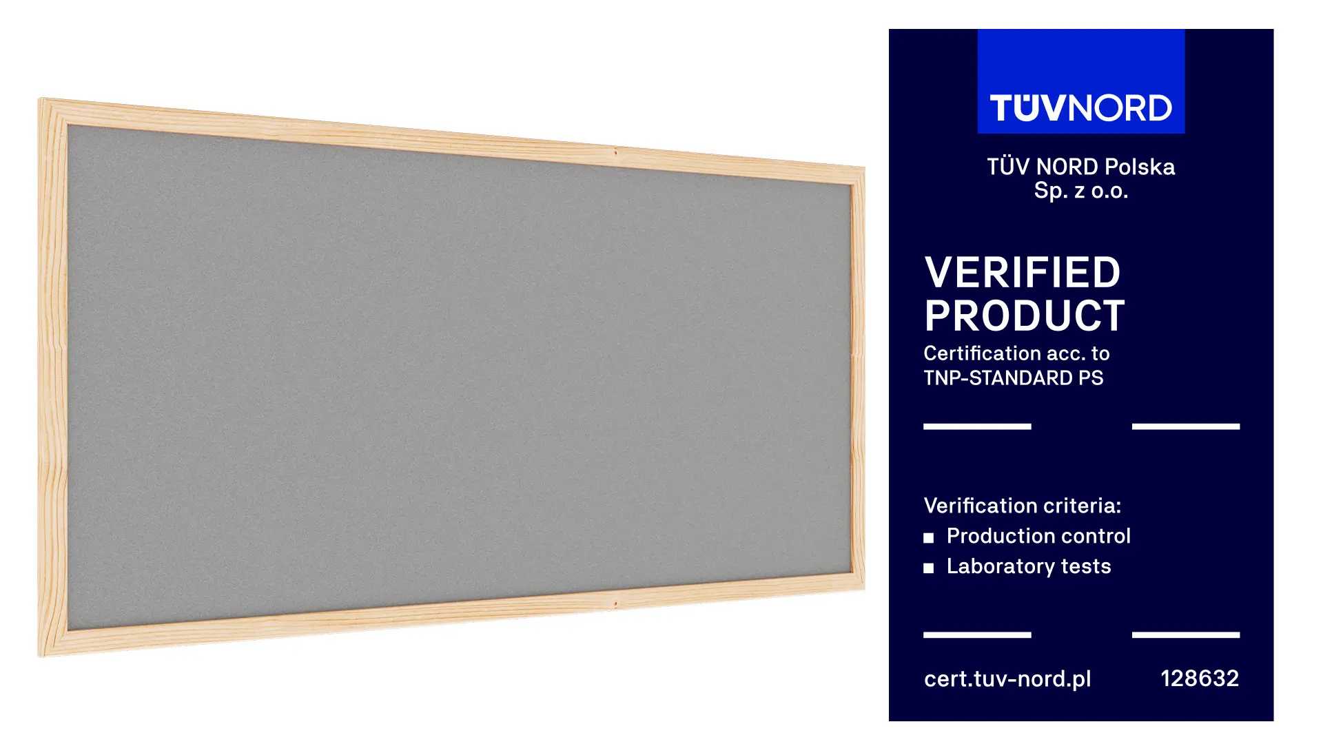 Tableau textile (feutre) 80x40 cm GRIS avec cadre en bois – Image 2