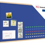 Tableau textile (feutre) 90x60 cm BLEU avec cadre en bois