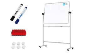 Tableau blanc mobile TM Idea magnétique rotatif double face effaçable à sec 120x90 cm - Série FLEX