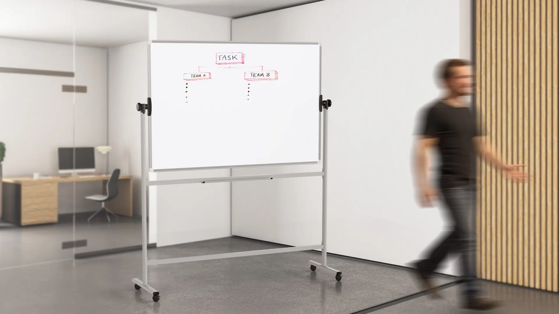 Tableau blanc mobile TM Idea magnétique rotatif double face effaçable à sec 150x100 cm - Série FLEX – Image 4