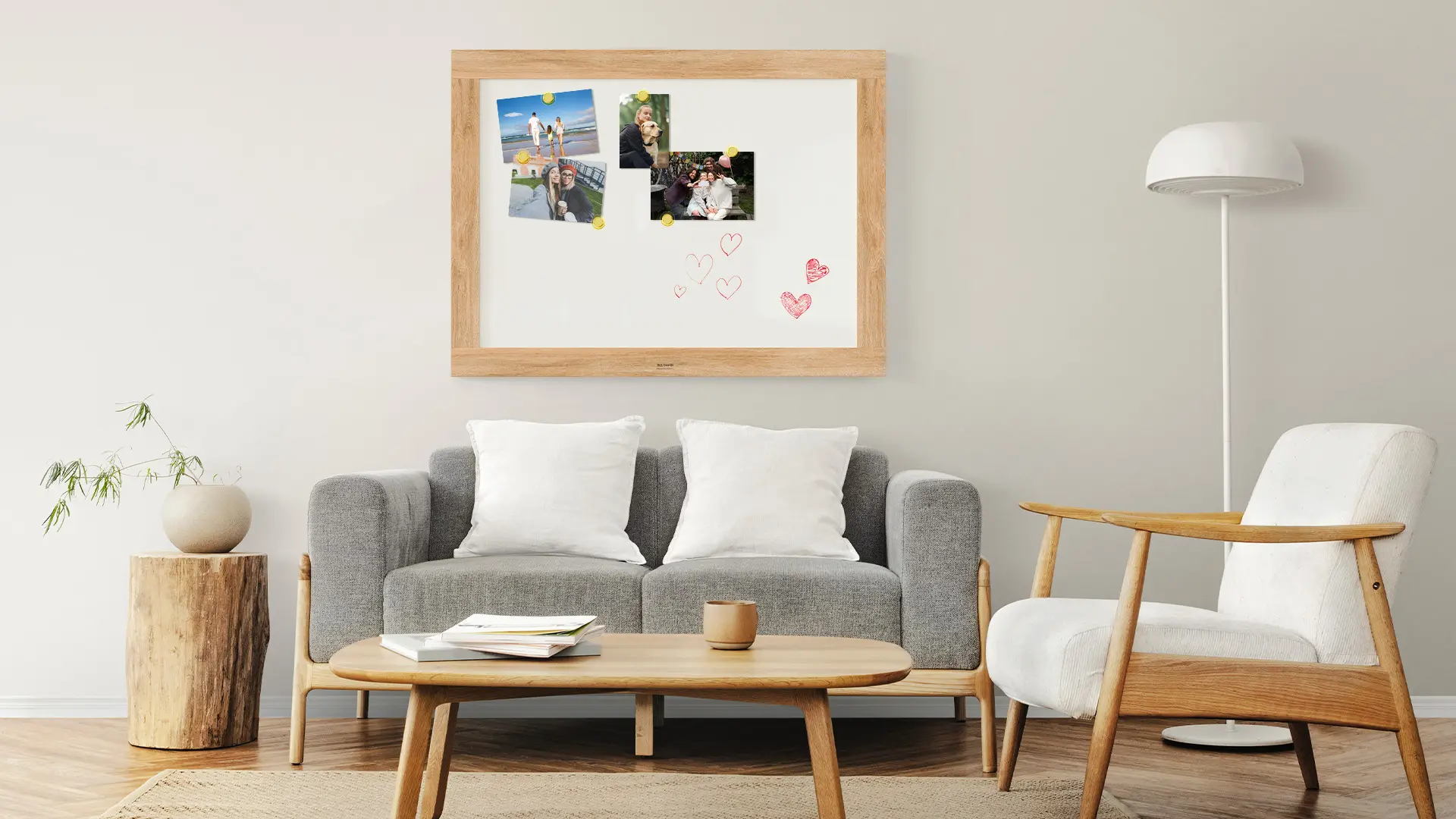 Tableau blanc magnétique PREMIUM 120x90 cm effaçable à sec avec cadre massif motif chêne – Image 8