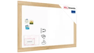 Tableau blanc magnétique PREMIUM 150x100 cm effaçable à sec avec cadre massif motif chêne