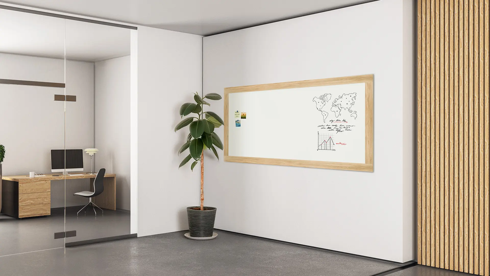 Tableau blanc magnétique PREMIUM 200x120 cm effaçable à sec avec cadre massif motif chêne – Image 8