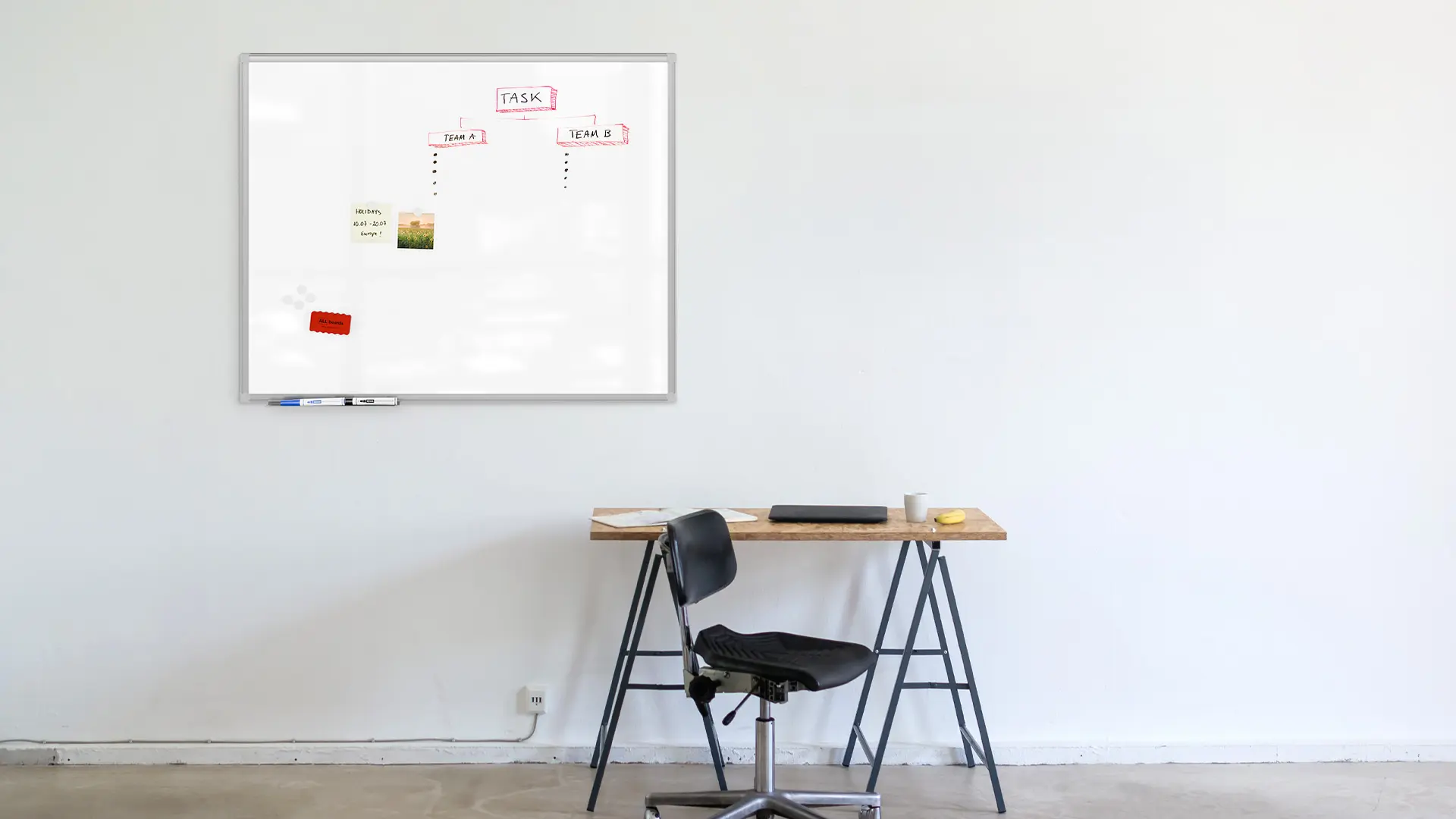 Tableau blanc magnétique 100x80 cm avec cadre en aluminium + accessoires - Série TM IDEA® Flex – Image 9