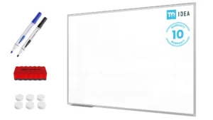 Tableau blanc magnétique 150x100 cm avec cadre en aluminium + accessoires - Série TM IDEA® Flex
