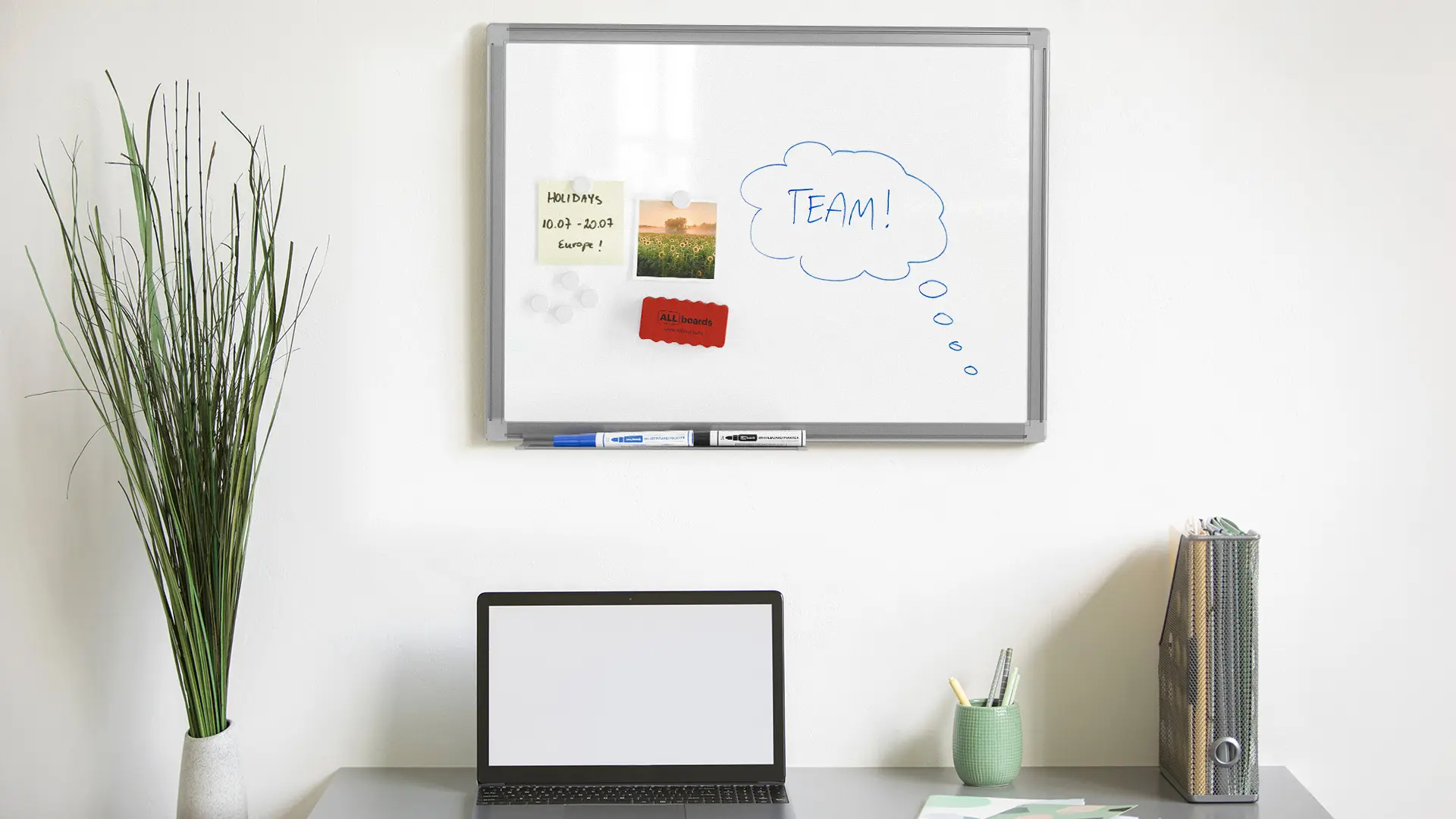 Tableau blanc magnétique 60x45 cm avec cadre en aluminium + accessoires - Série TM IDEA® Flex – Image 10