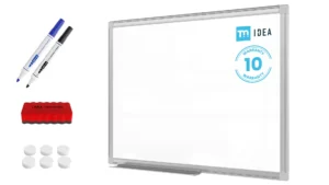 Tableau blanc magnétique 60x45 cm avec cadre en aluminium + accessoires - Série TM IDEA® Flex