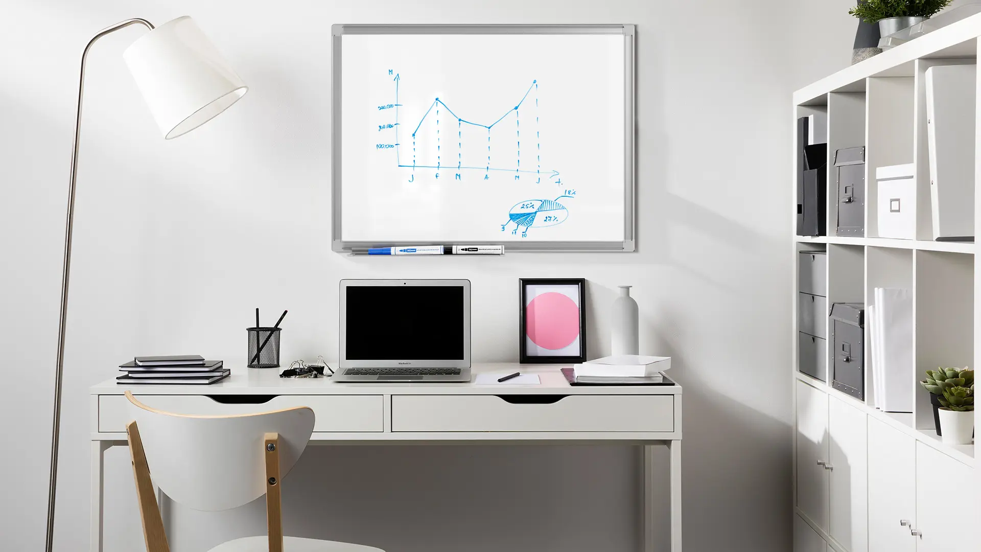 Tableau blanc magnétique 60x45 cm avec cadre en aluminium + accessoires - Série TM IDEA® Flex – Image 9