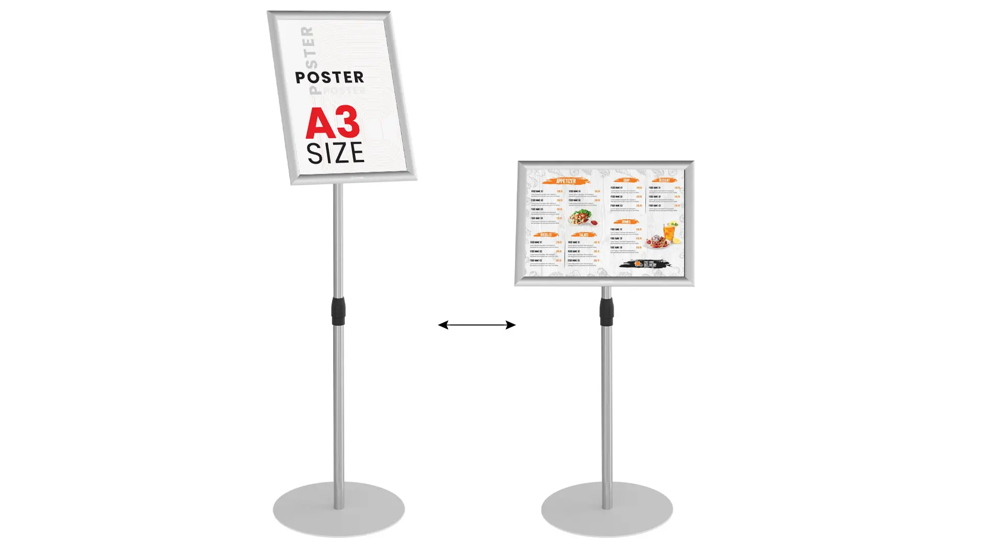 Porte affiche A3 OWZ avec cadre en aluminium argenté