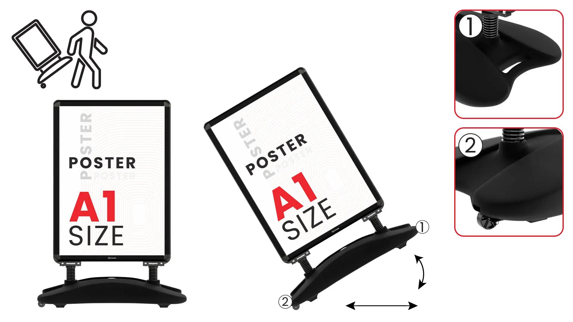 Porte-affiche A1 Waterbase - cadre aluminium NOIR