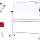 Tableau blanc mobile TM IDEA® tableau magnétique rotatif double face effaçable à sec 170x100 cm - Série FLEX