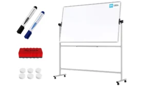 Tableau blanc mobile TM IDEA® tableau magnétique rotatif double face effaçable à sec 170x100 cm - Série FLEX