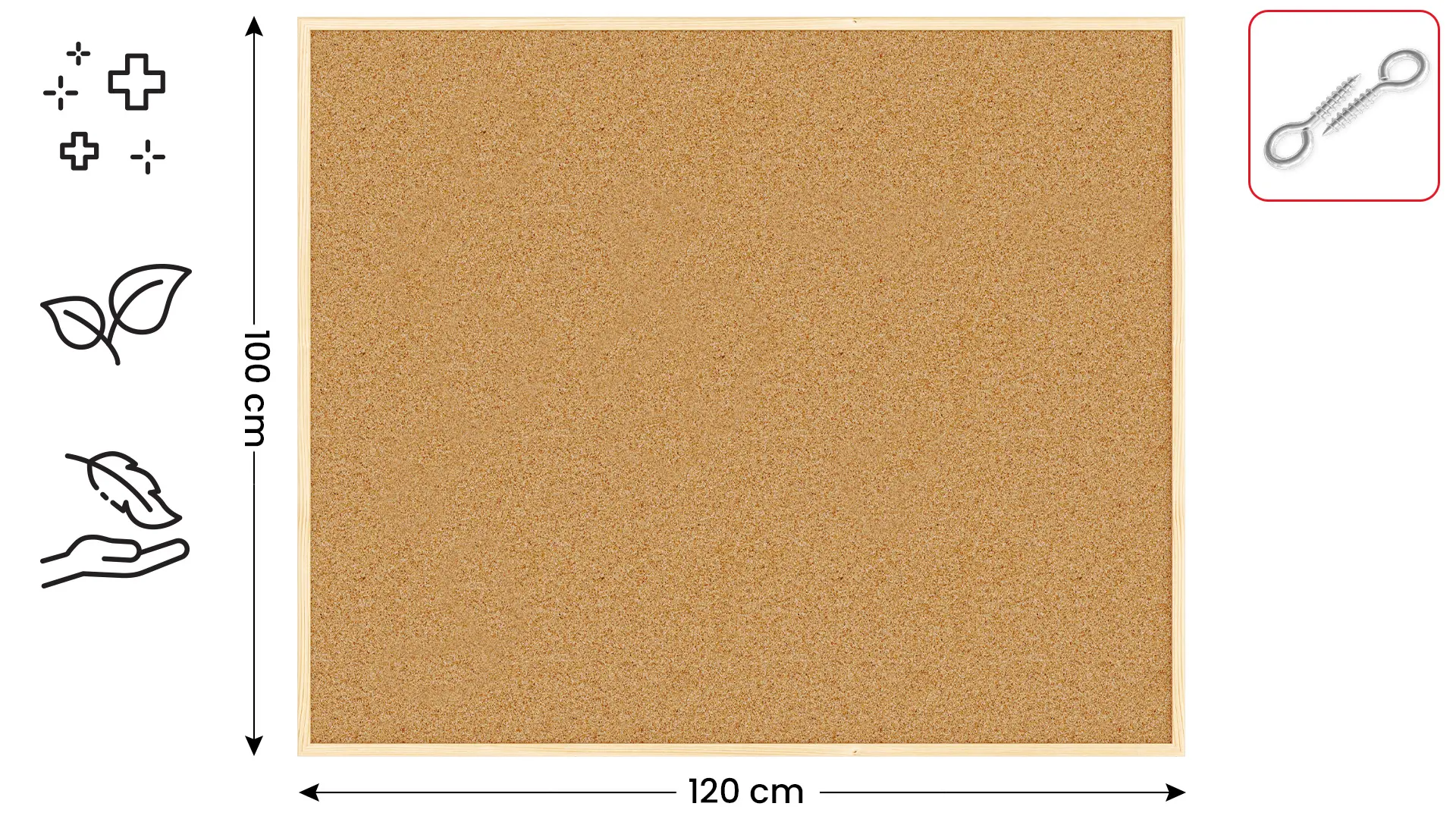 Tableau en liège (cadre en bois) 120x100 cm