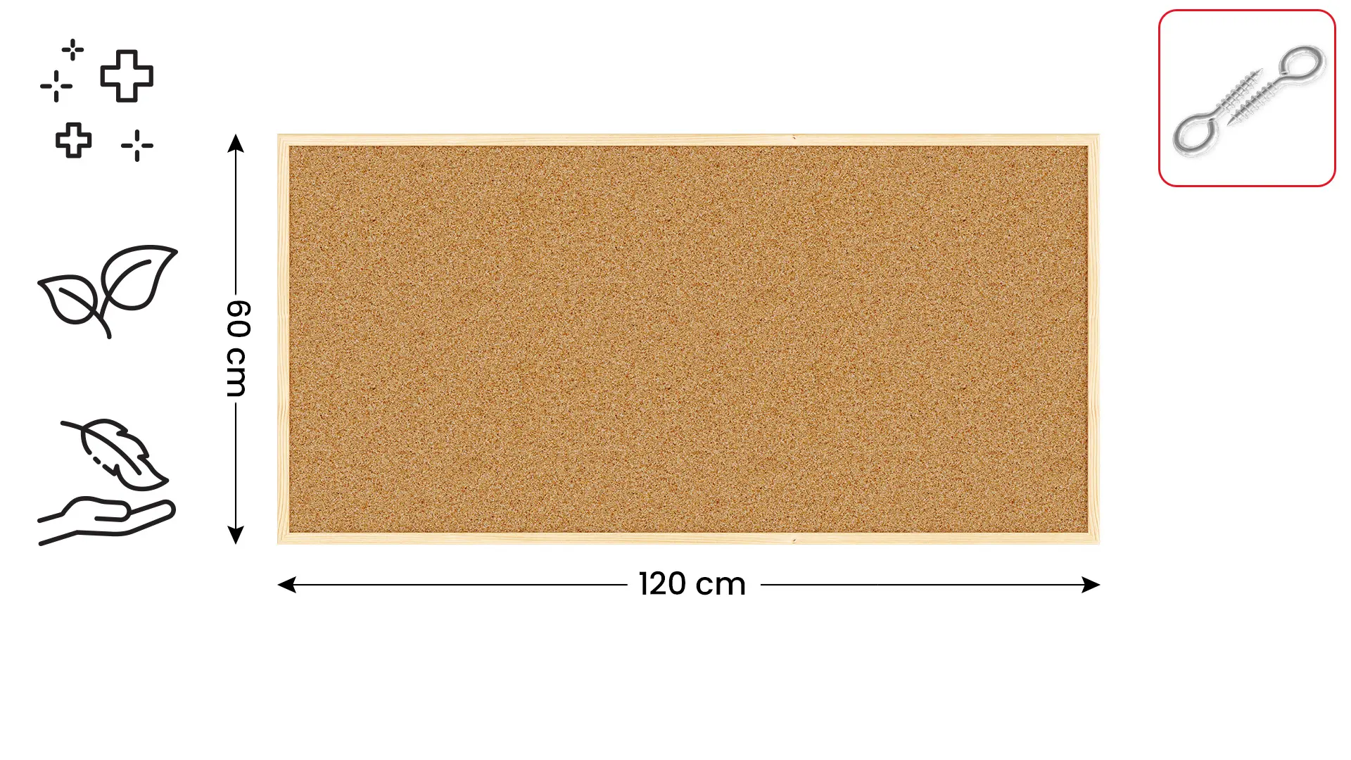 Tableau en liège (cadre en bois) 120x60 cm