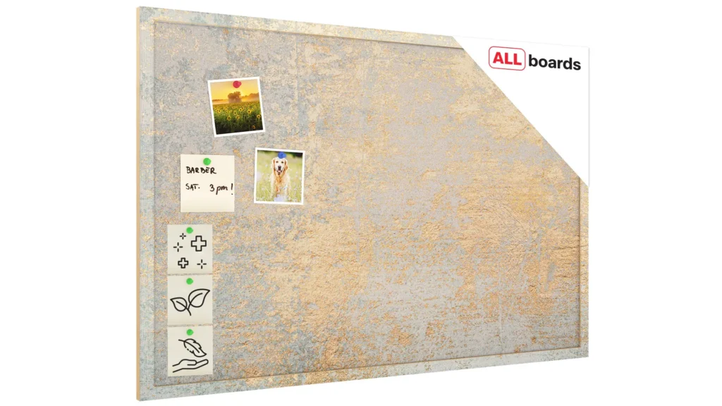 Tableau en liège impression intégrale BÉTON DORÉ 90x60 cm cadre en bois