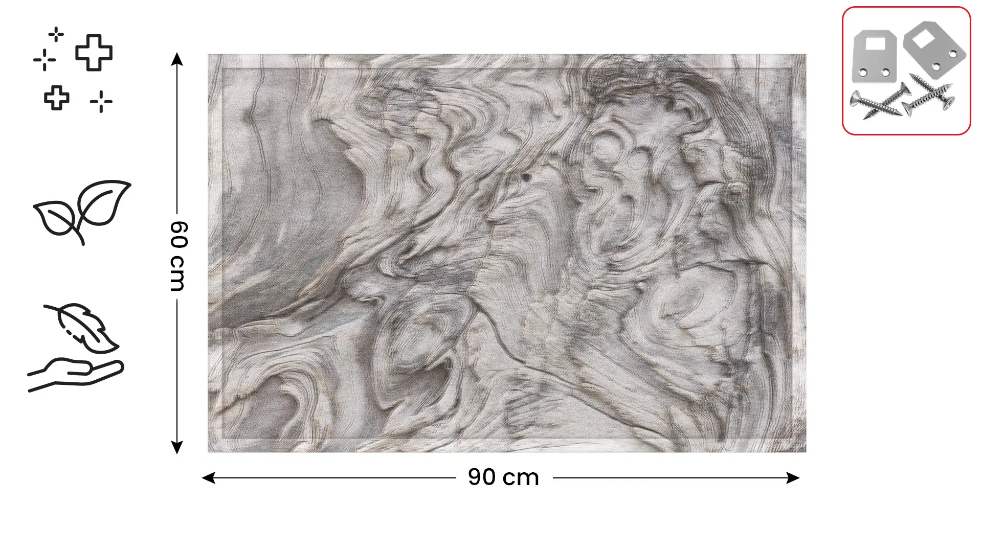 Tableau en liège impression intégrale BOIS PÉTRIFIÉ 90x60 cm cadre en bois