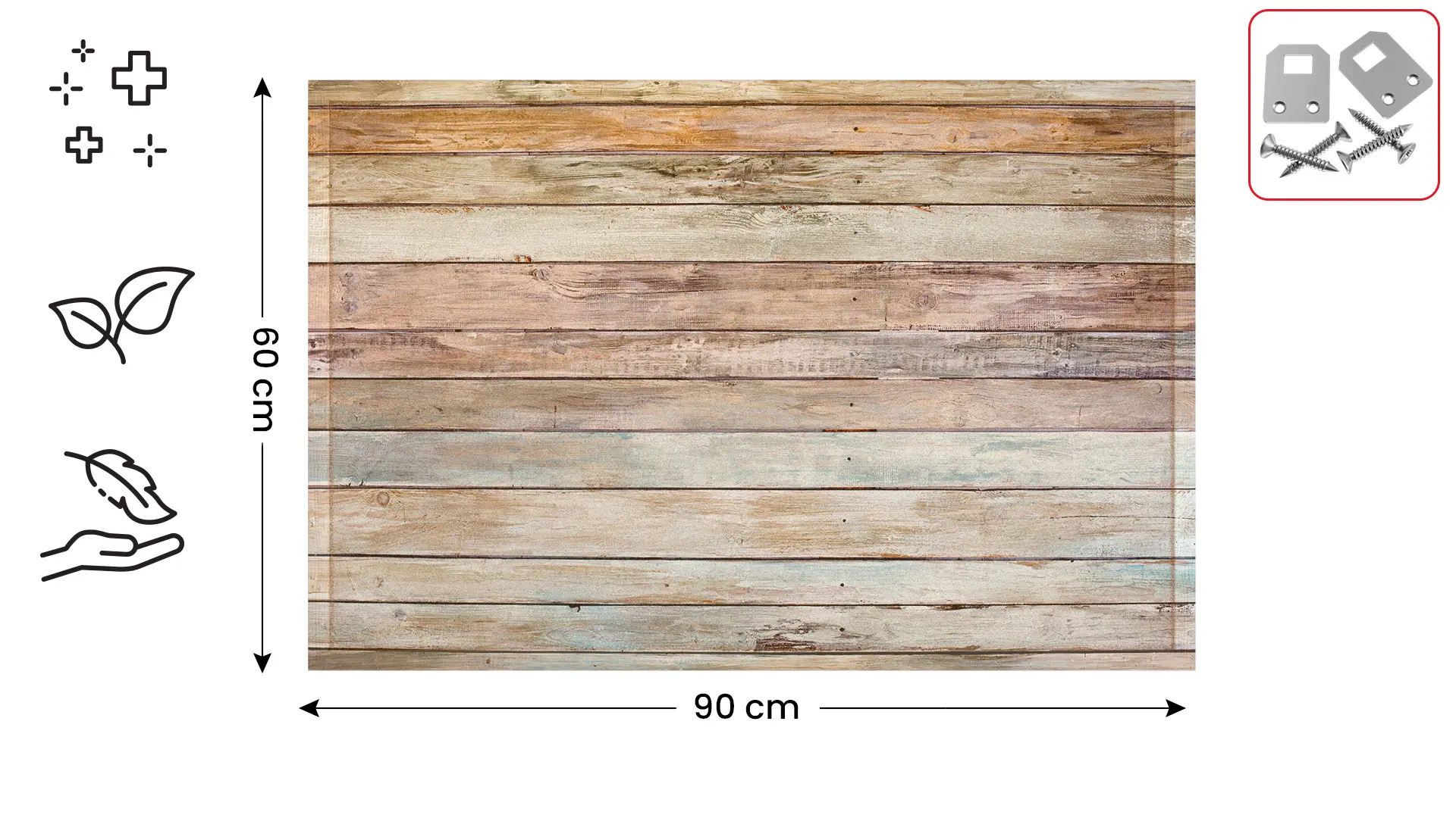 Tableau en liège impression intégrale PLANCHE PASTEL 90x60 cm cadre en bois