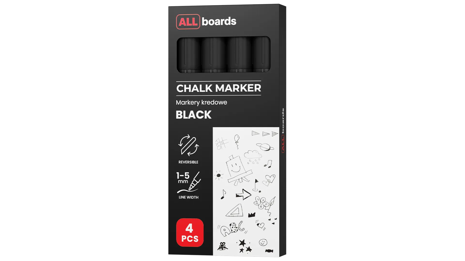 Set de marqueurs à craie ALLboards - 4 pièces noir – Image 10